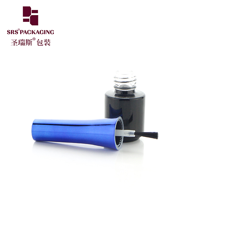 Free Sample Wholesale 3ml Empty Black Uv Gel Nail Polish Cosmetics Glass Bottle With Pp Cap Brush