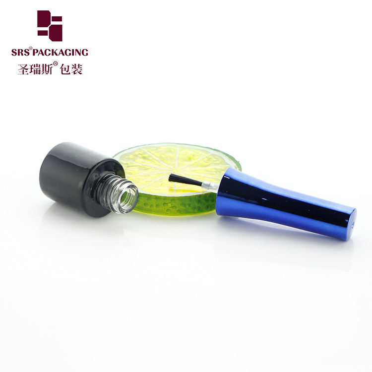 Free Sample Wholesale 3ml Empty Black Uv Gel Nail Polish Cosmetics Glass Bottle With Pp Cap Brush