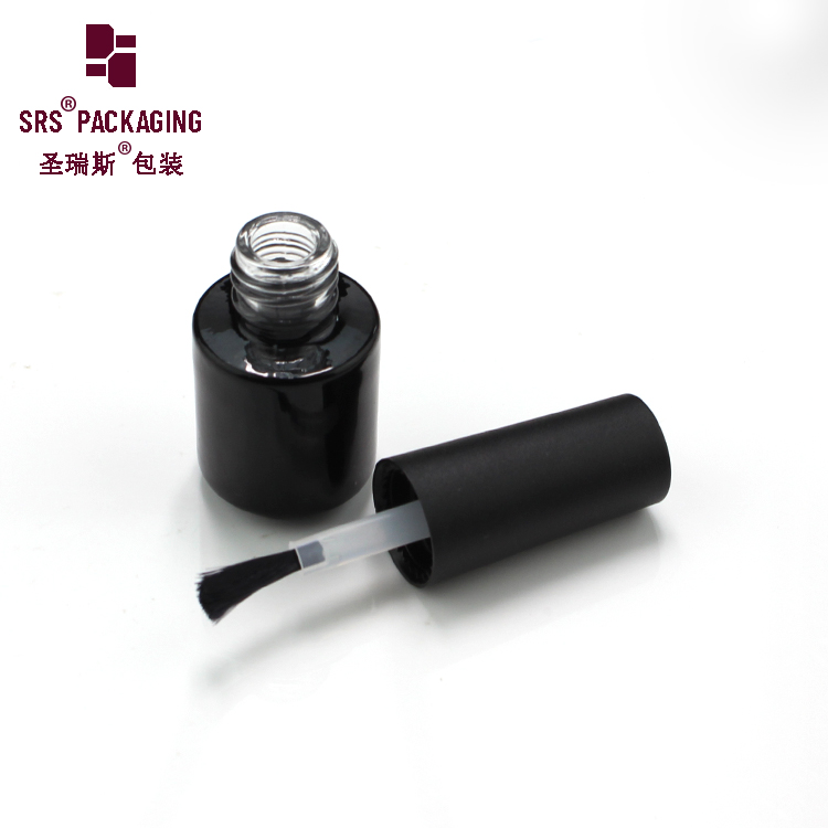 Free Sample Wholesale 3ml Empty Black Uv Gel Nail Polish Cosmetics Glass Bottle With Pp Cap Brush