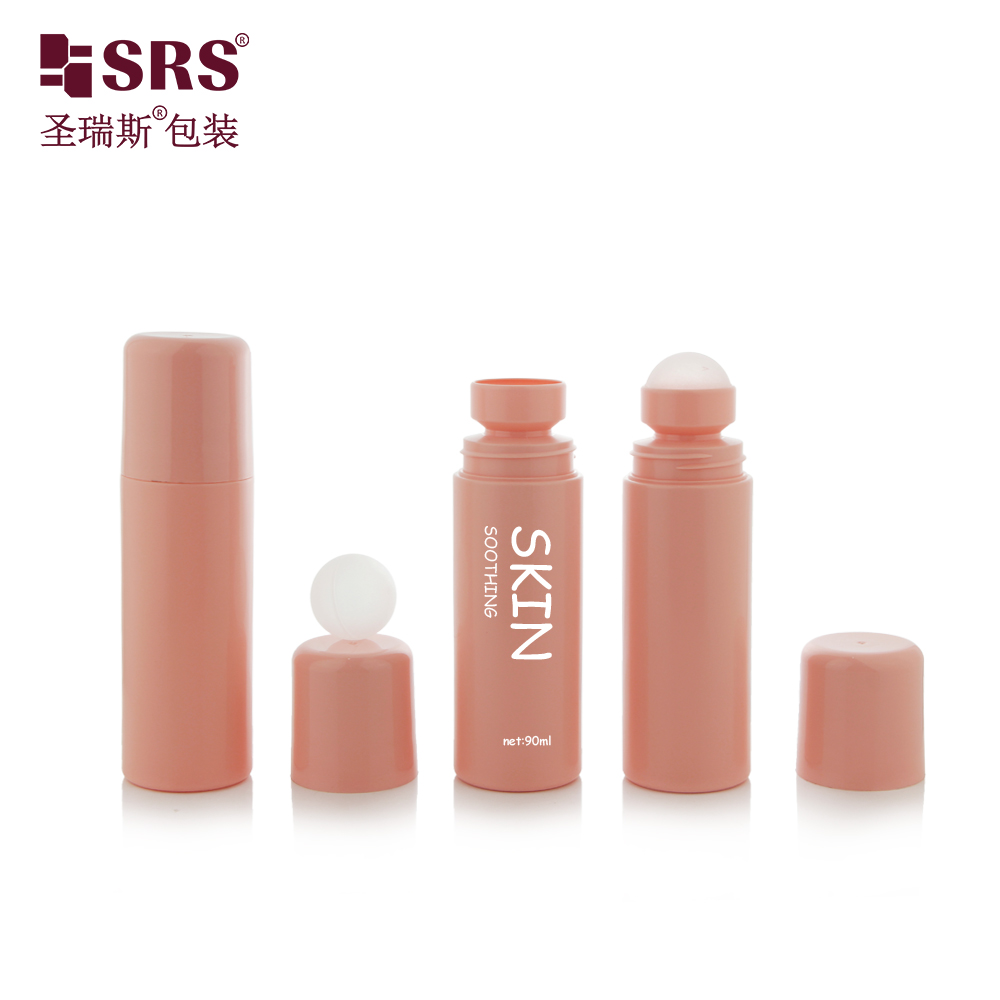 Custom Color 90ml Roll On Deodorant Bottle PP PCR Plastic Pain Relief Gel Roller Bottle With Plastic Roller Ball