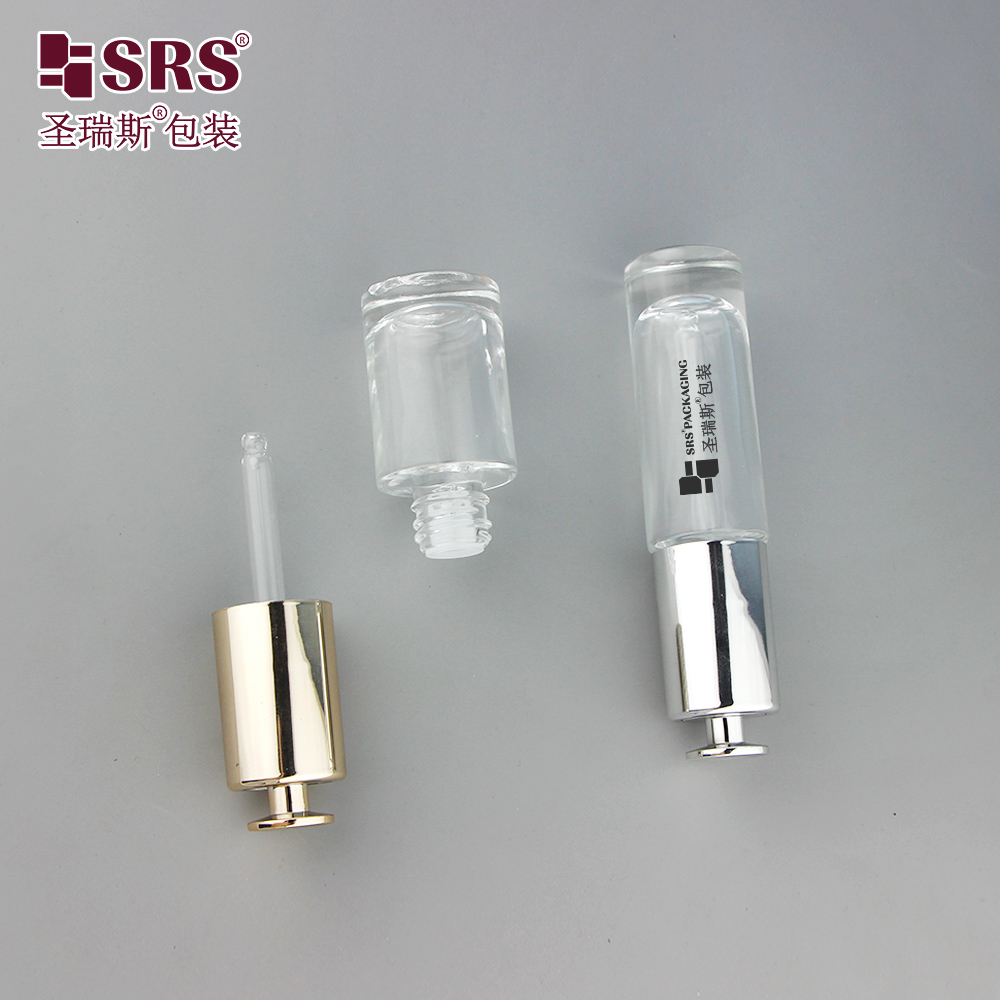 Two Mould 15ml Clear Essence Oil Glass Dropper Bottle with Gold & Silver Dropper Cap