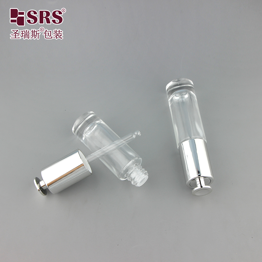 Two Mould 15ml Clear Essence Oil Glass Dropper Bottle with Gold & Silver Dropper Cap