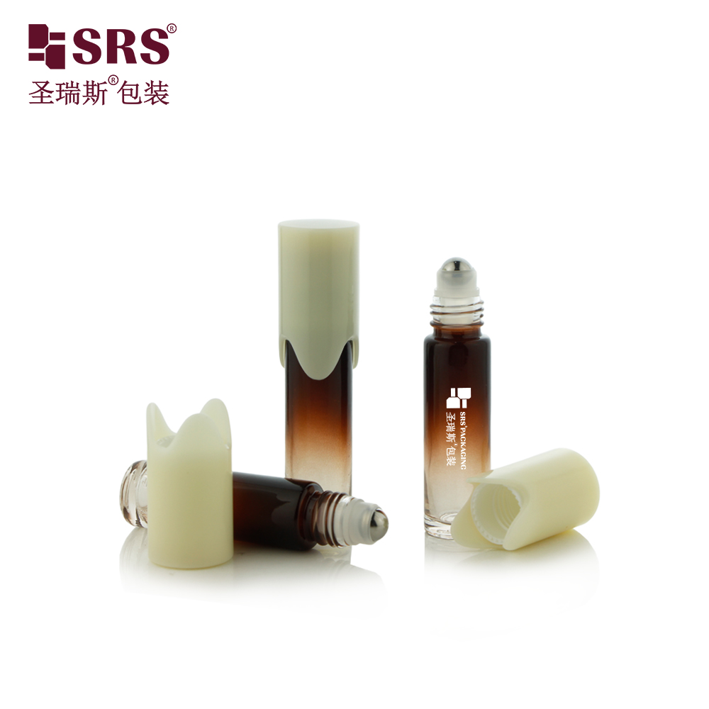 New Design Unique Plastic Cap 10ml Glass Roll on Bottle for Perfume Essential Oil        