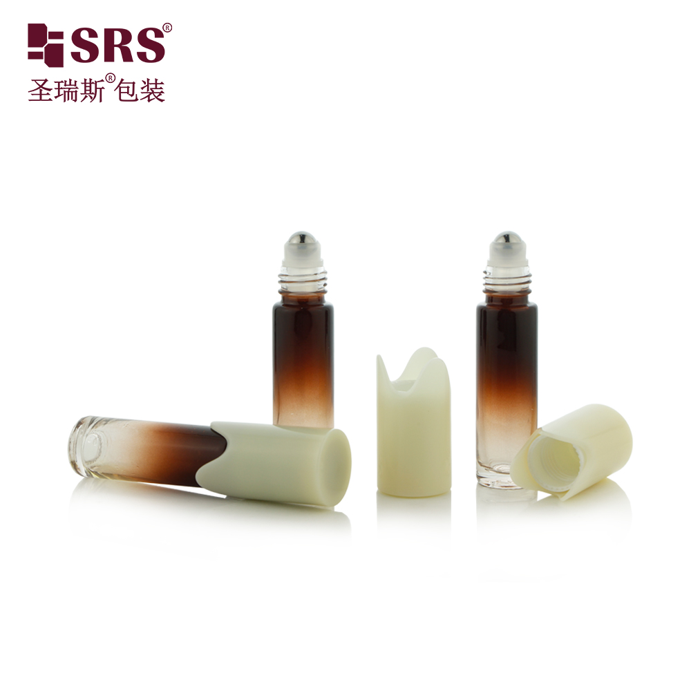 New Design Unique Plastic Cap 10ml Glass Roll on Bottle for Perfume Essential Oil        