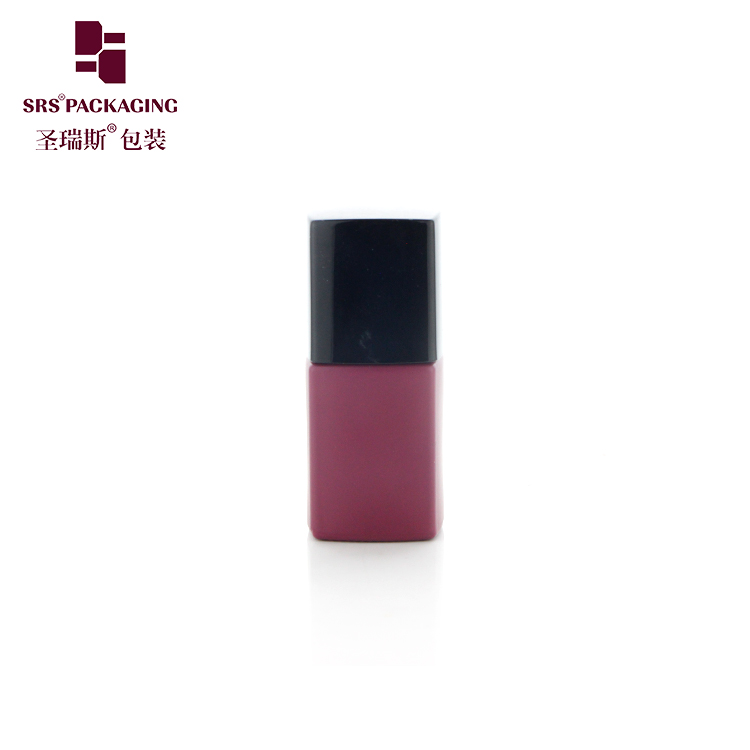 Free Sample 12ml Red Square Shape Empty Glass Uv Gel Nail Polish Bottle with Black Brush