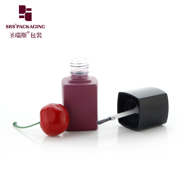 Free Sample 12ml Red Square Shape Empty Glass Uv Gel Nail Polish Bottle with Black Brush