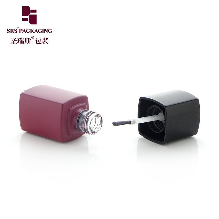 Free Sample 12ml Red Square Shape Empty Glass Uv Gel Nail Polish Bottle with Black Brush