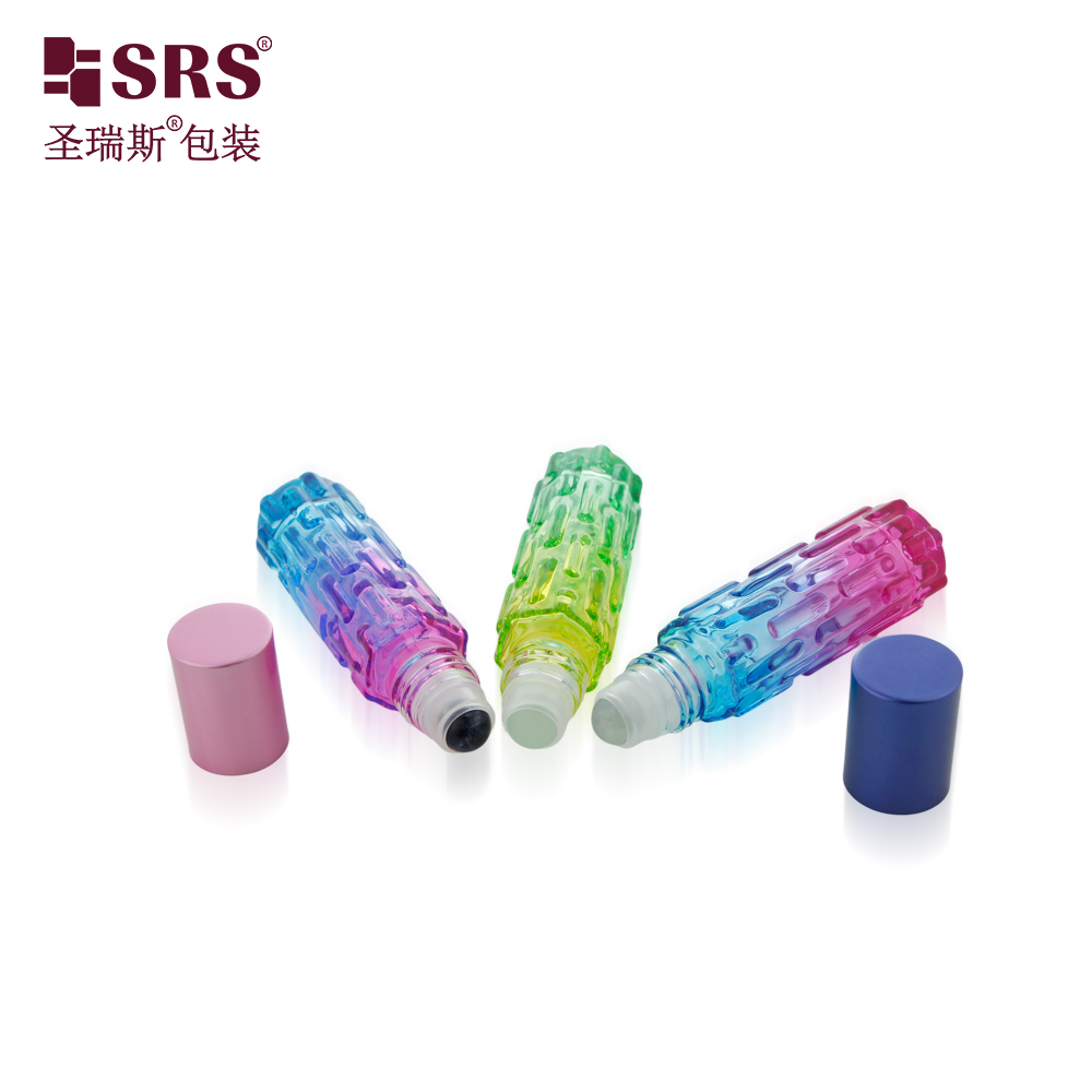 Colorful Essential Oil 10ml Roll on Bottle Cylinder Perfume Glass Bottle 