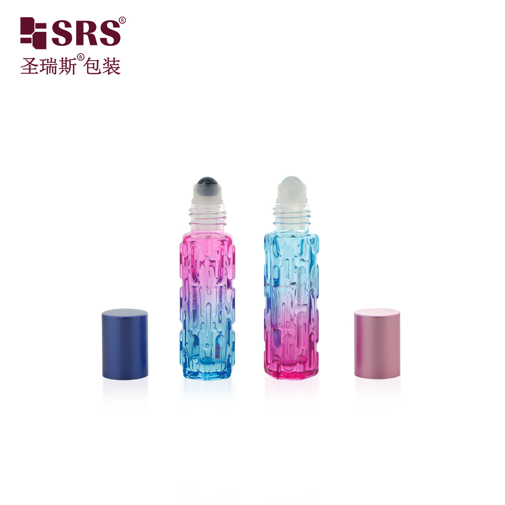 Colorful Essential Oil 10ml Roll on Bottle Cylinder Perfume Glass Bottle 