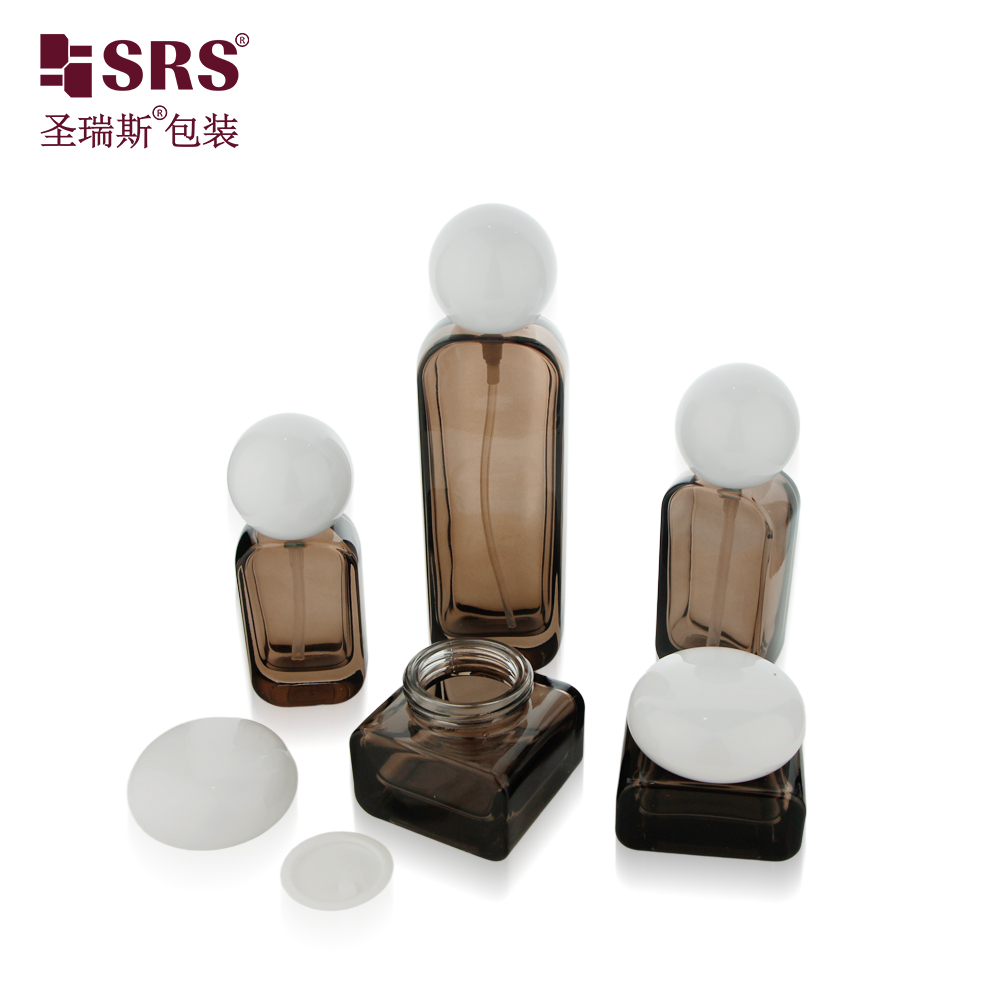 Custom High Quality 30g 50g Glass Jar Bottles Square Shape for Cream Cosmetic Packaging