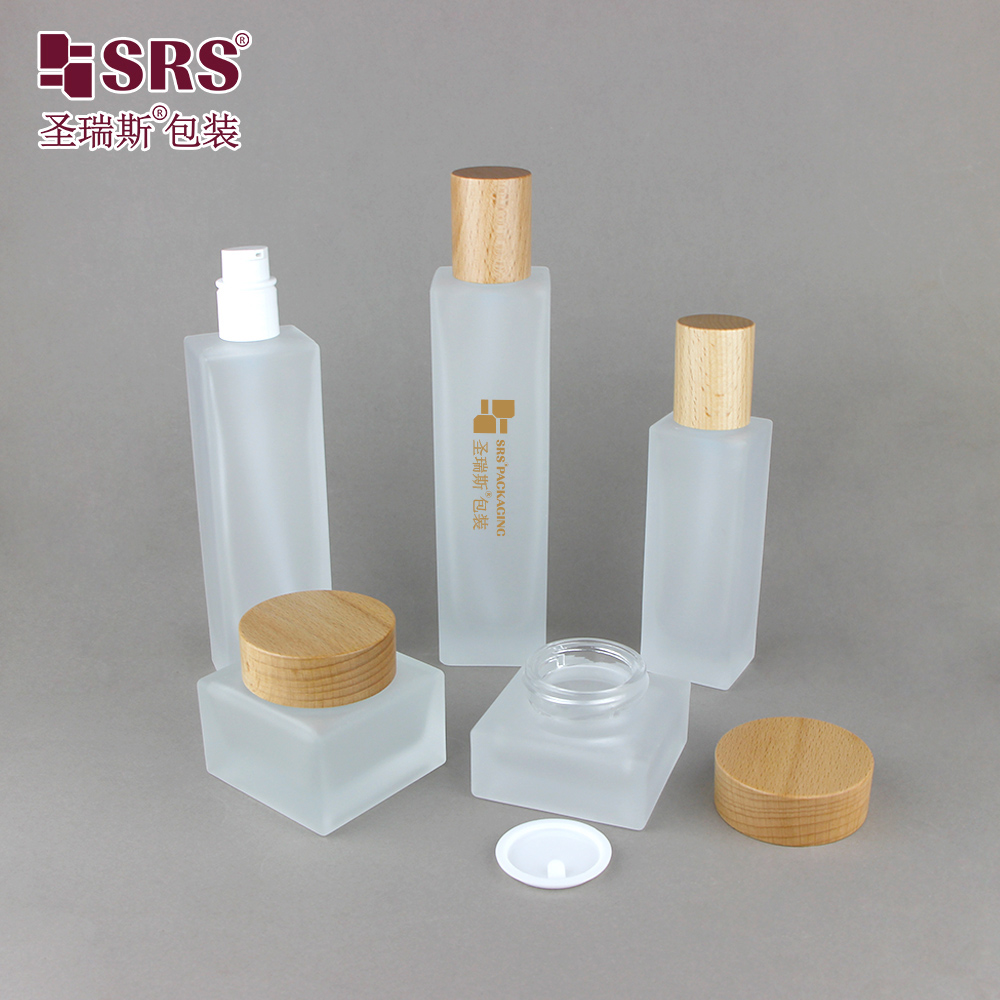 Luxury Factory 20ml 30ml 50ml 100g 120ml Glass Lotion Serum Lotion Cream Jar Pump Bottle Cosmetic Packaging Set