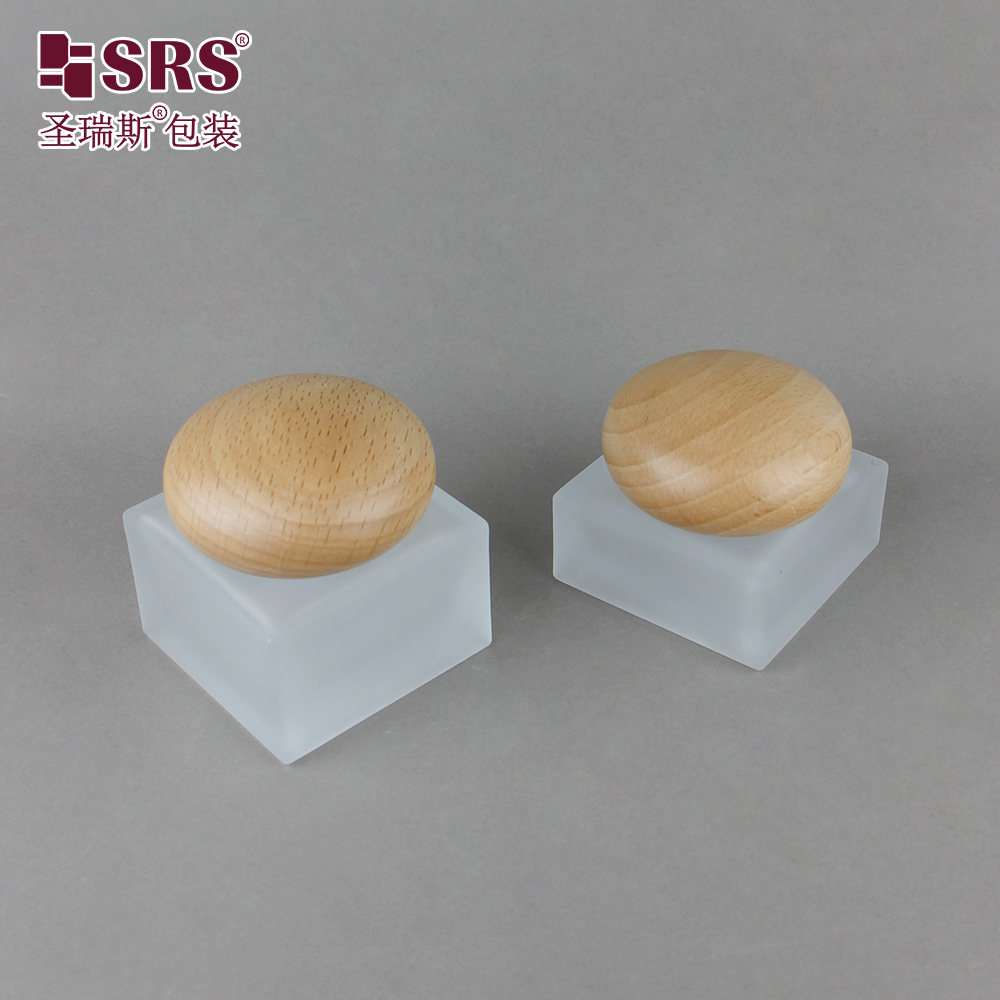 Cosmetics 30g 50g Glass Square Jar for Facial Cleanser & Face Cream 