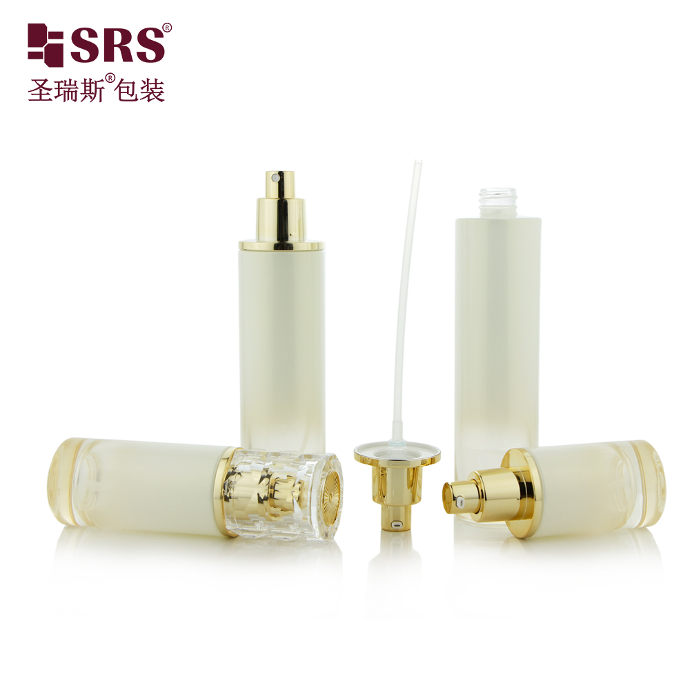 Round Cosmetic Serum Lotion 30ml 50ml 100ml 120ml Glass Bottle with Luxury Cap