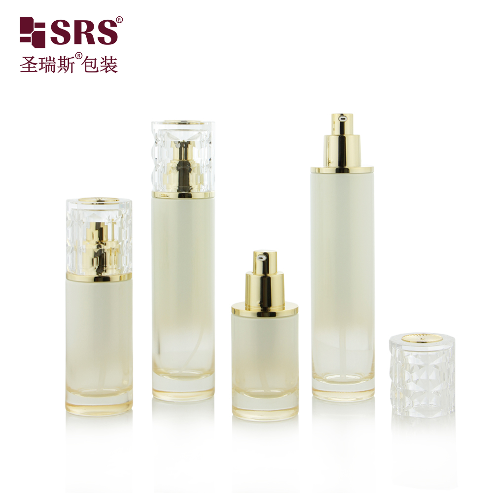 Round Cosmetic Serum Lotion 30ml 50ml 100ml 120ml Glass Bottle with Luxury Cap