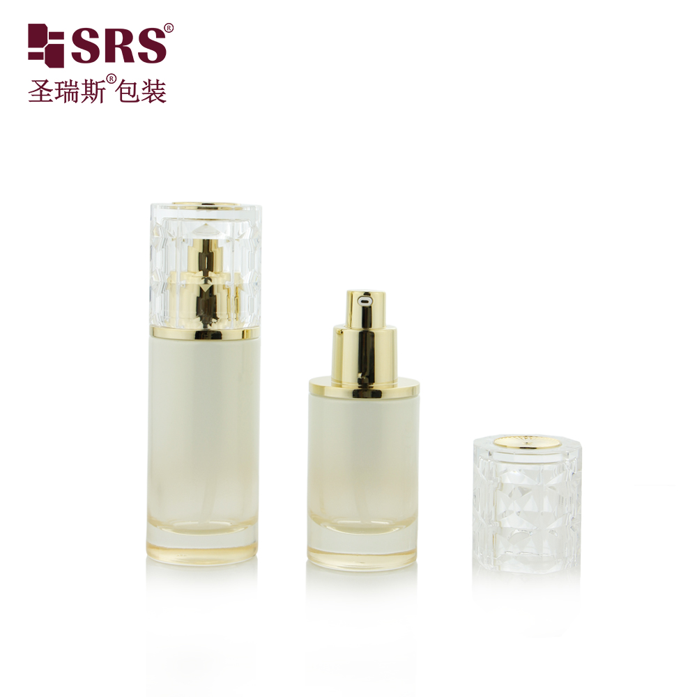 Round Cosmetic Serum Lotion 30ml 50ml 100ml 120ml Glass Bottle with Luxury Cap