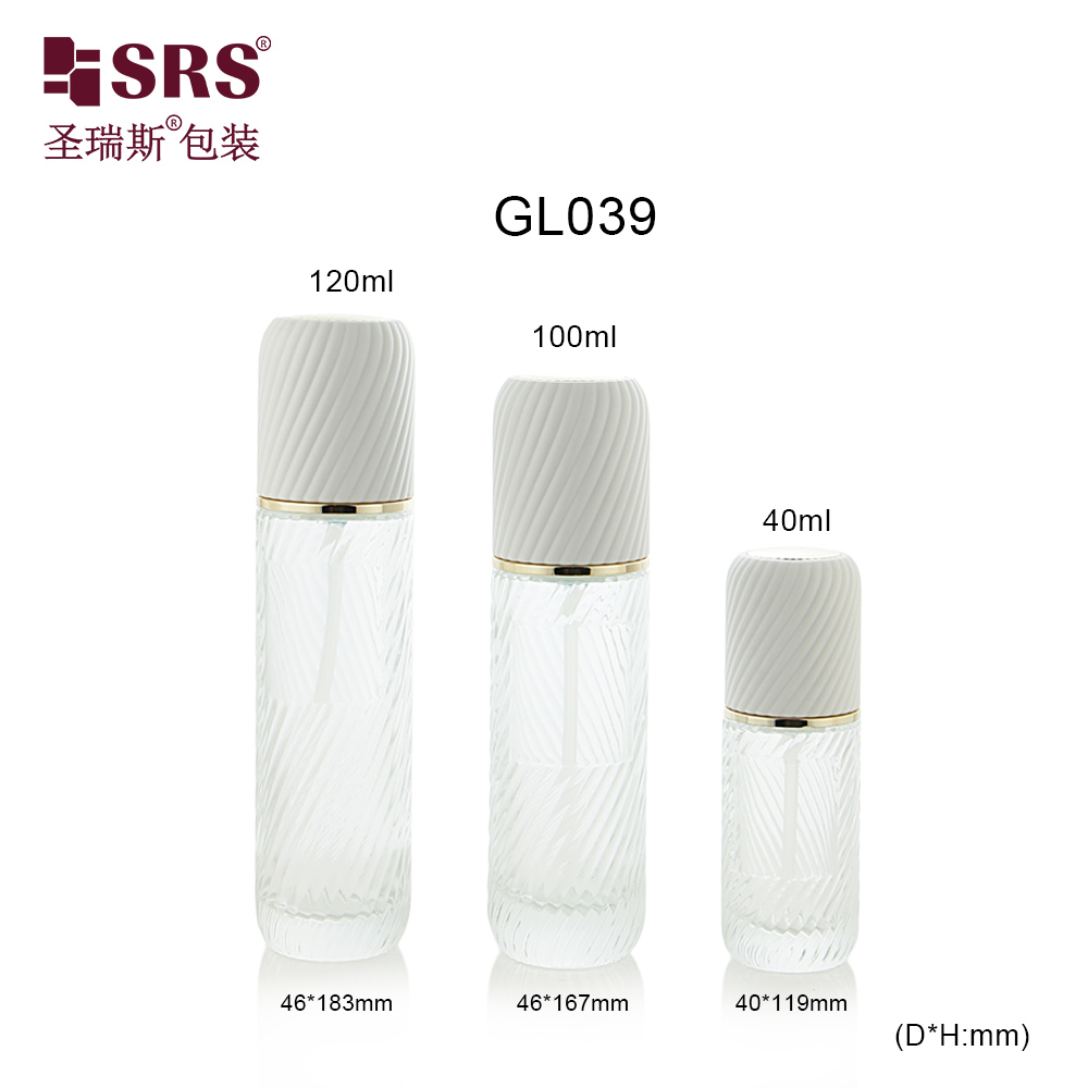 High Quality Frosted Thread Empty Bottles Cosmetic Glass Bottle With Thread White Cap