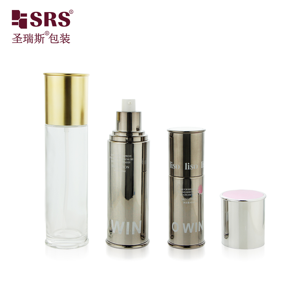 Empty Skin Care Serum Face Cream Lotion Pump Cosmetic Frosted Glass Bottles