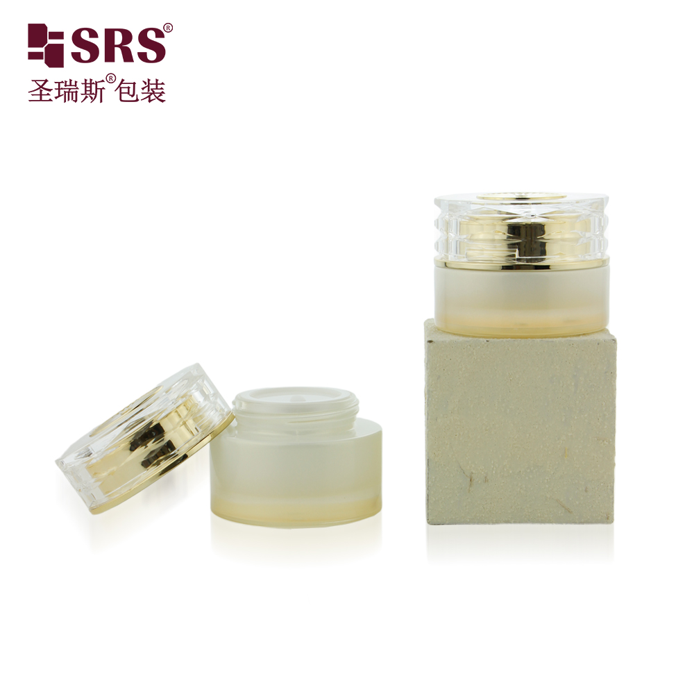 Customized Hot Sale Cosmetic Glass Cream Jar 30g 50g with Gold Lid
