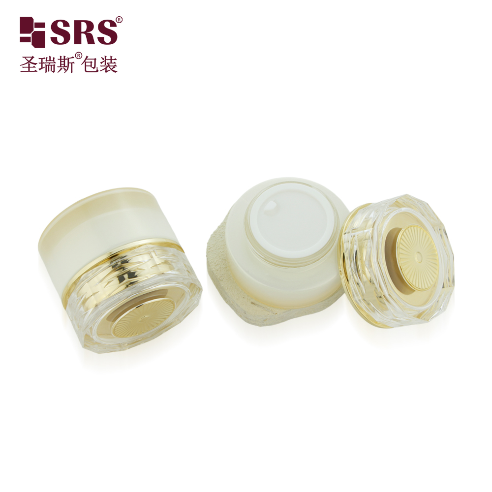 Customized Hot Sale Cosmetic Glass Cream Jar 30g 50g with Gold Lid