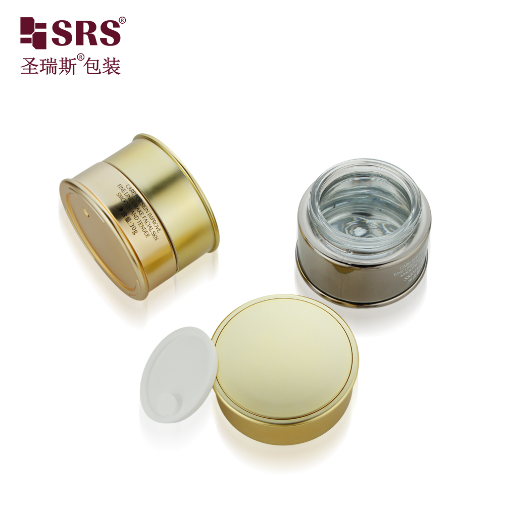 Luxury Skincare Glass Cosmetic Cream Jar 30g 50g Empty Face Cream Glass Jar With Plastic Lid