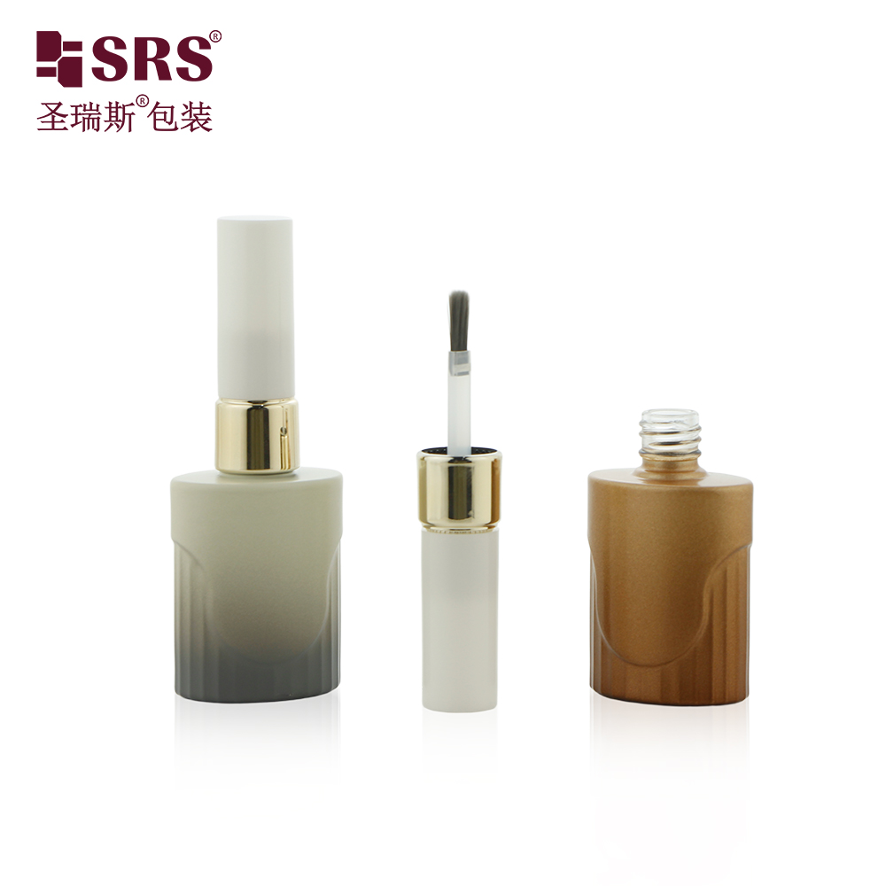 Free Sample Empty Special Shape Glass Nail Polish Bottles with Screw Cap and Brush Lid for Screen Printing