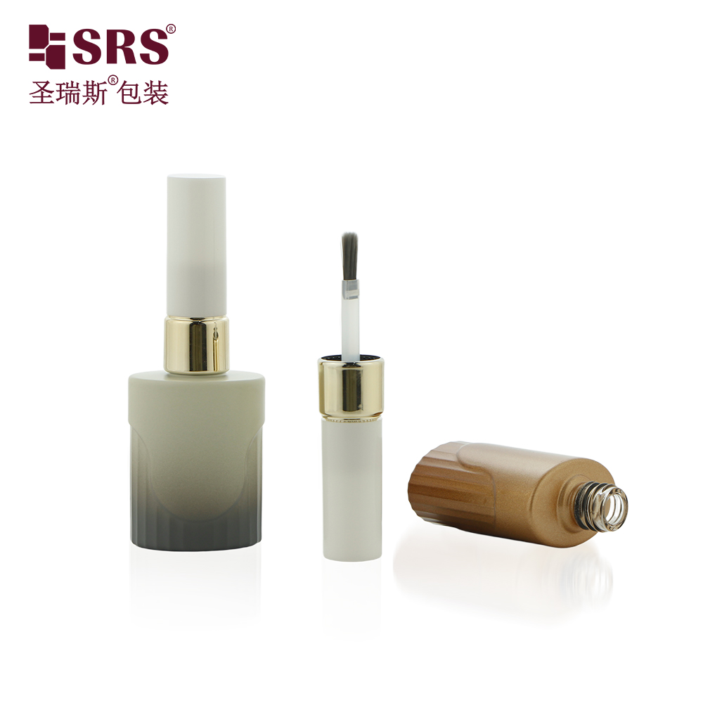 Free Sample Empty Special Shape Glass Nail Polish Bottles with Screw Cap and Brush Lid for Screen Printing