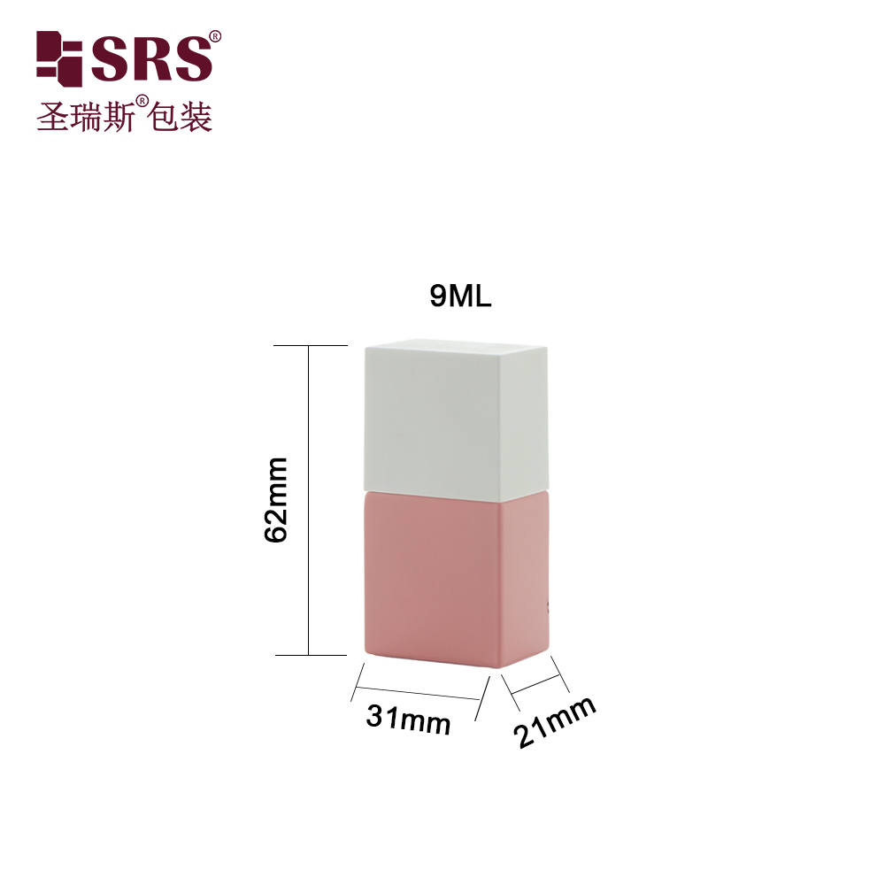 Custom Logo Empty Matte 9ml Glass Nail Polish Bottle Pink Gel Unique Cool Rectangular 