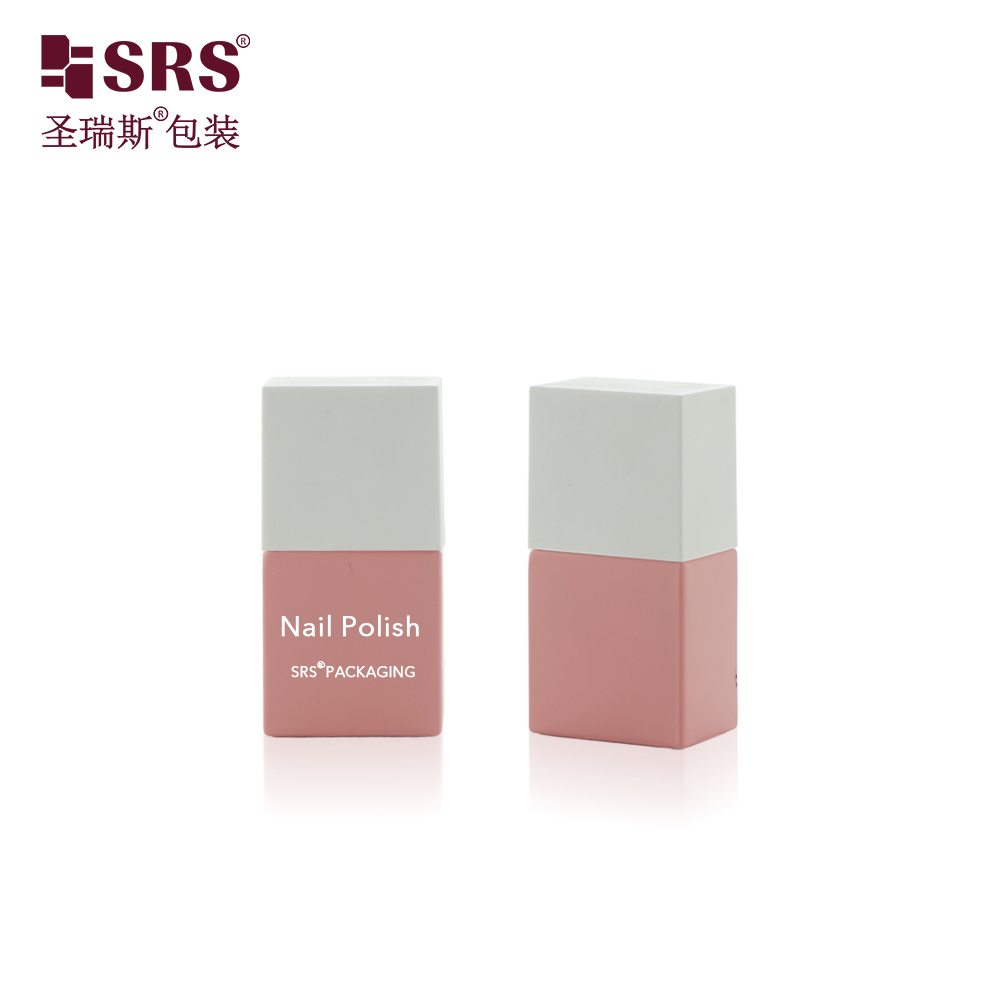 Custom Logo Empty Matte 9ml Glass Nail Polish Bottle Pink Gel Unique Cool Rectangular 