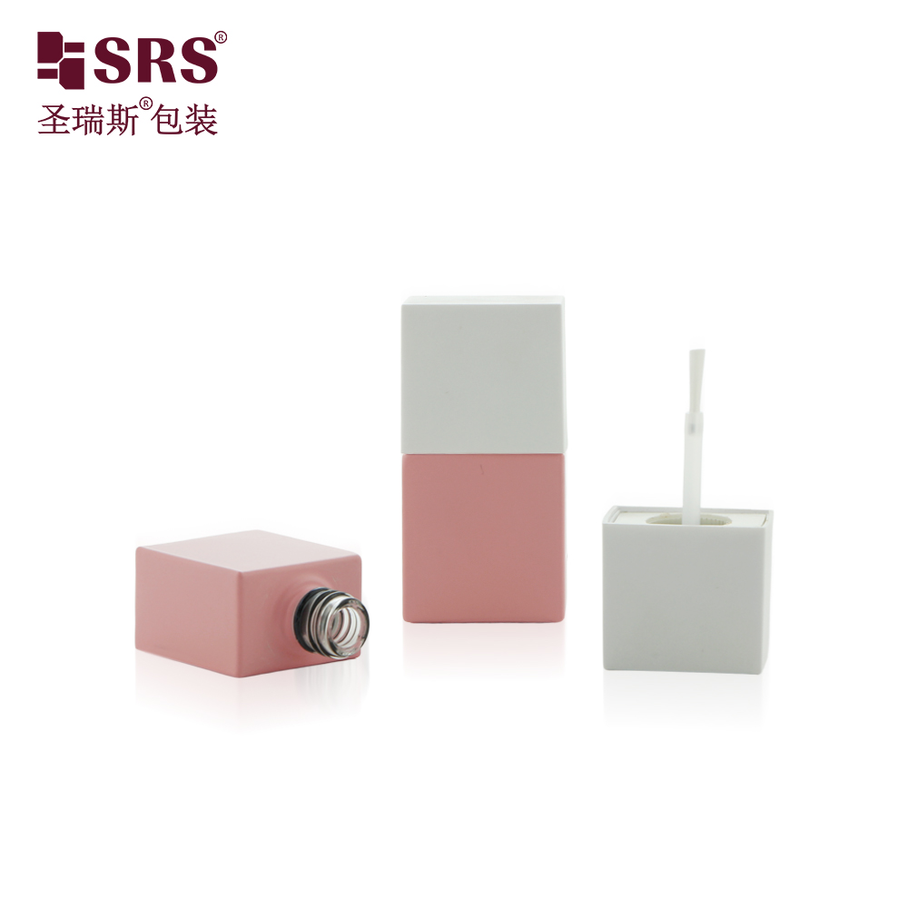 Custom Logo Empty Matte 9ml Glass Nail Polish Bottle Pink Gel Unique Cool Rectangular 