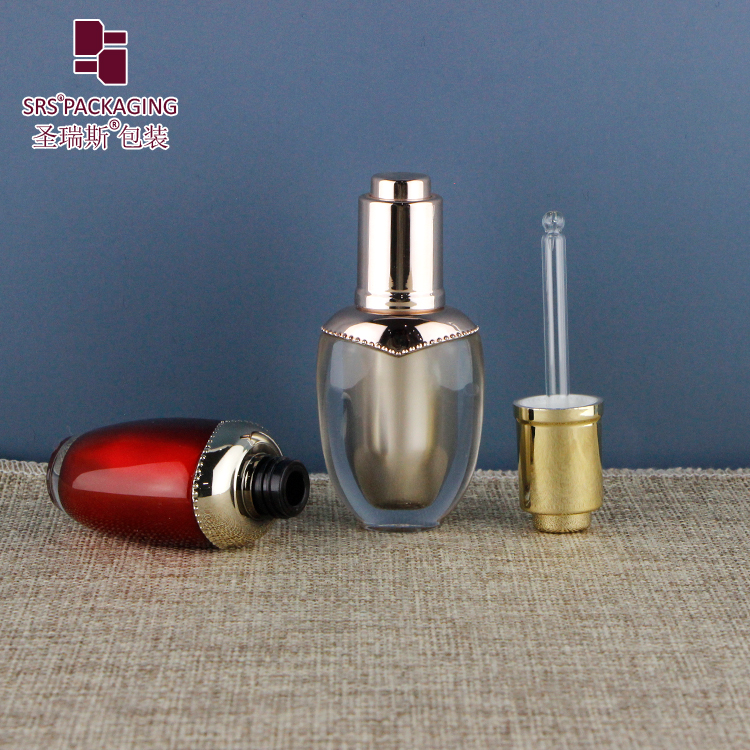 8ml gold silver acrylic cosmetic serum push button dropper bottle with ...