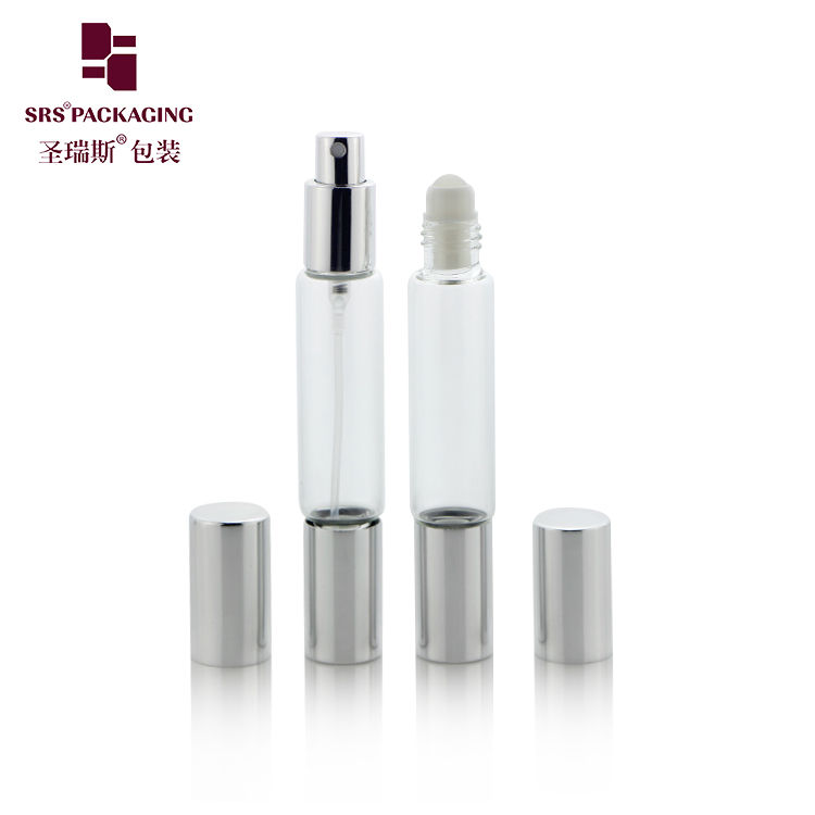 10ml Perfume Empty Double Head Lid Roller And Glass Spray Bottle