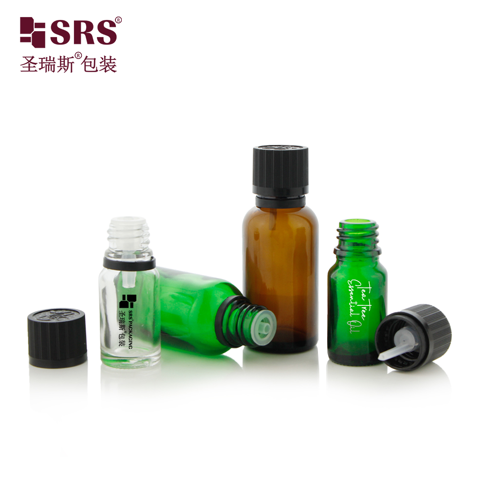 SRS Wholesale 5ml 10ml 15ml 20ml 30ml 50ml 100ml Essential Oil Glass Bottle With Tamper Evident Cap