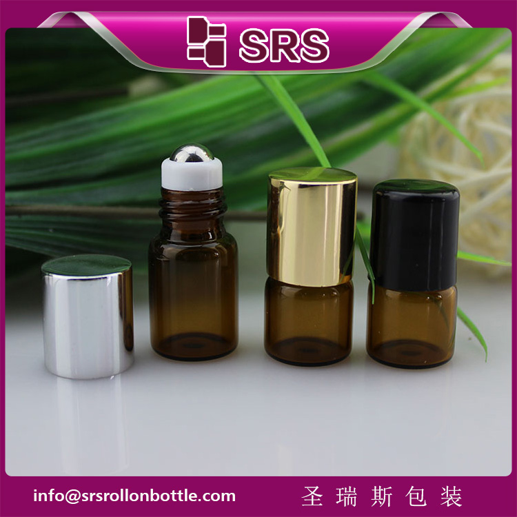 BLP-1ml 2ml small amber glass roller bottle 