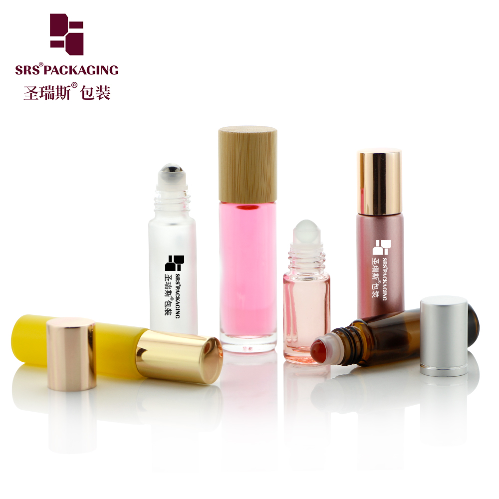 New Style Glass Roll On Bottles 15ml Bamboo Cap Roll On Container For Essential Oil 