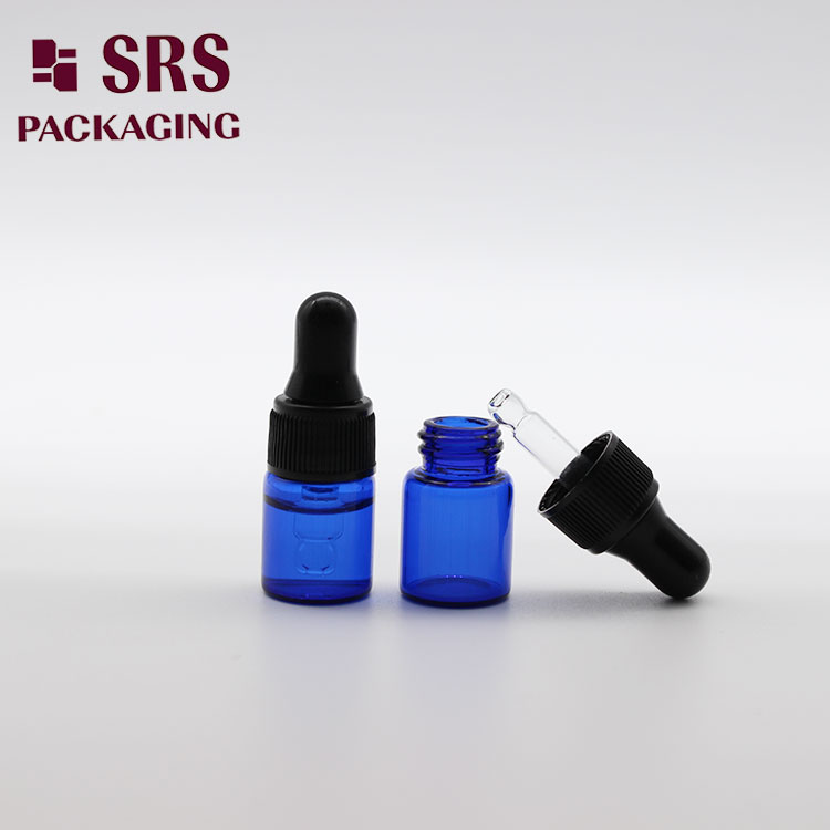  2ml blue portable perfume custom control of glass bottle with dropper 