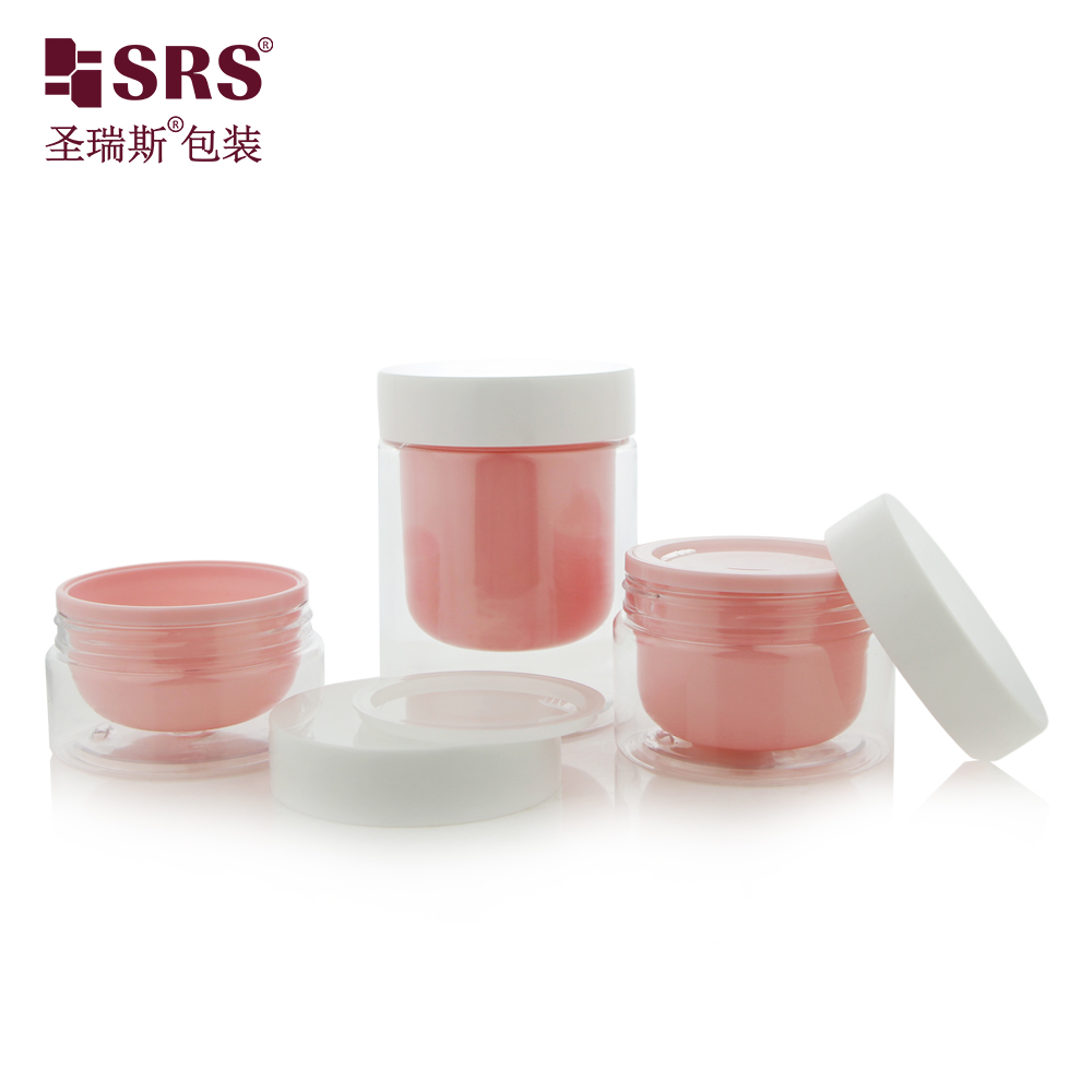 50g 80g 100g 150g 300g Plastic Empty Double Wall Customization Color PET Cosmetic Jars