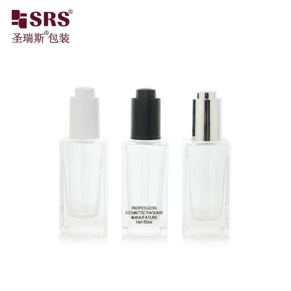 50ml Transparent Glass Serum Hair Oil Bottle Dropper Body Essential Oil Bottles   