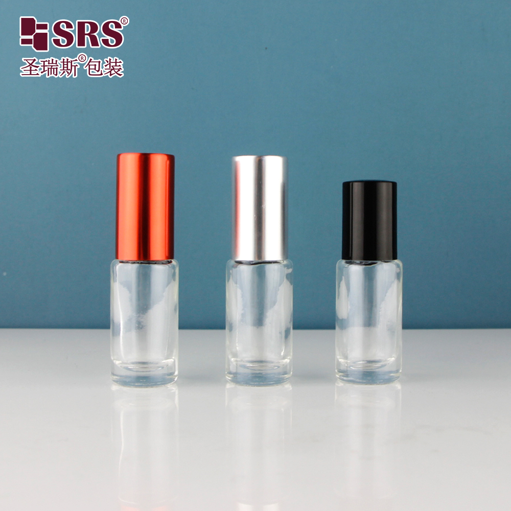 5ml Empty Round Shape Clear Luxury Perfume Applicator Steel Balls Bottles Glass Roller Ball Bottle