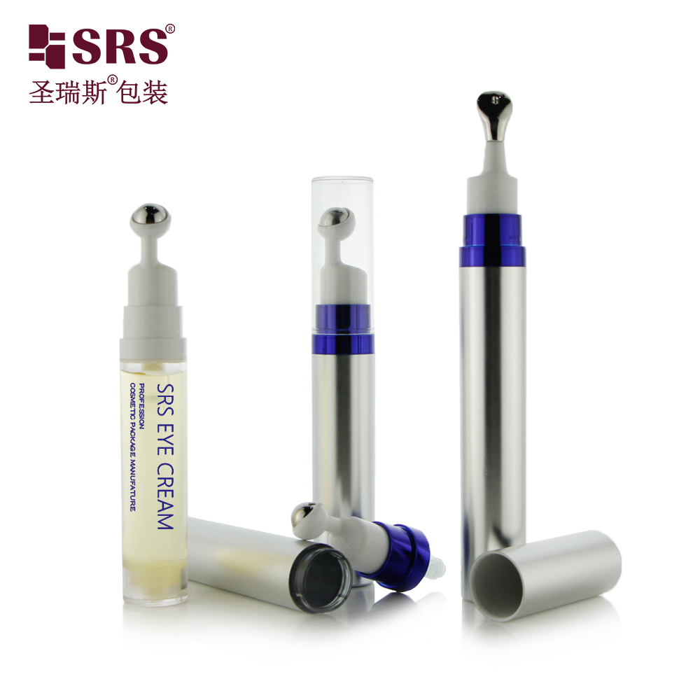 Luxury 8ml 10ml 15ml Custom Decoration PETG Plastic Airless Press Eye Cream Roll On Bottle