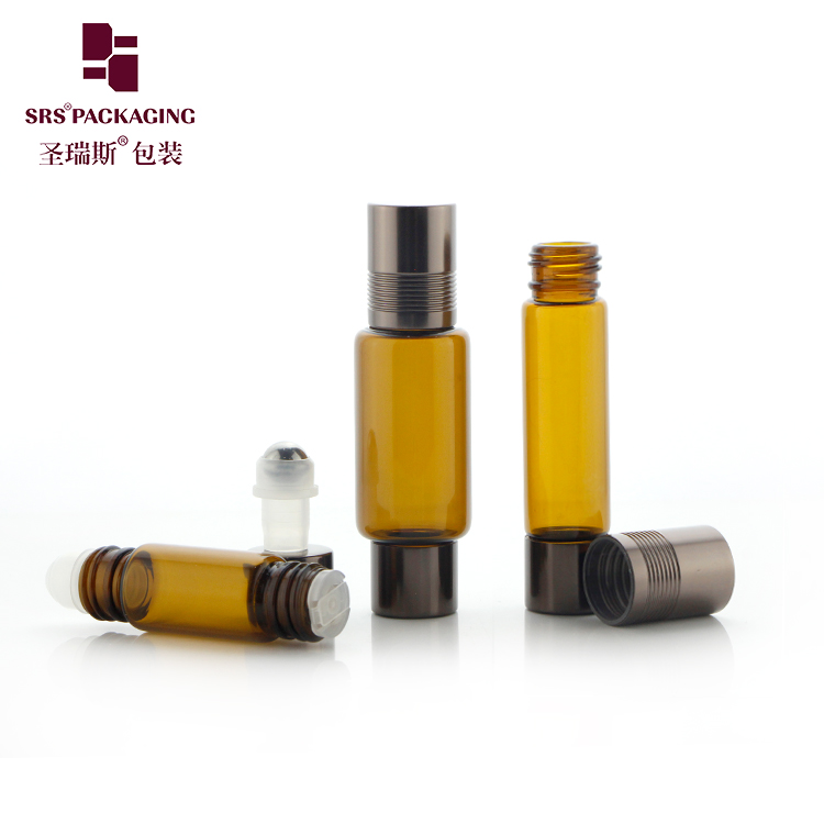 8ml 12ml Glass Amber Roll On Bottle Perfume Packaging Essential Oil Double Ended Roller Bottle