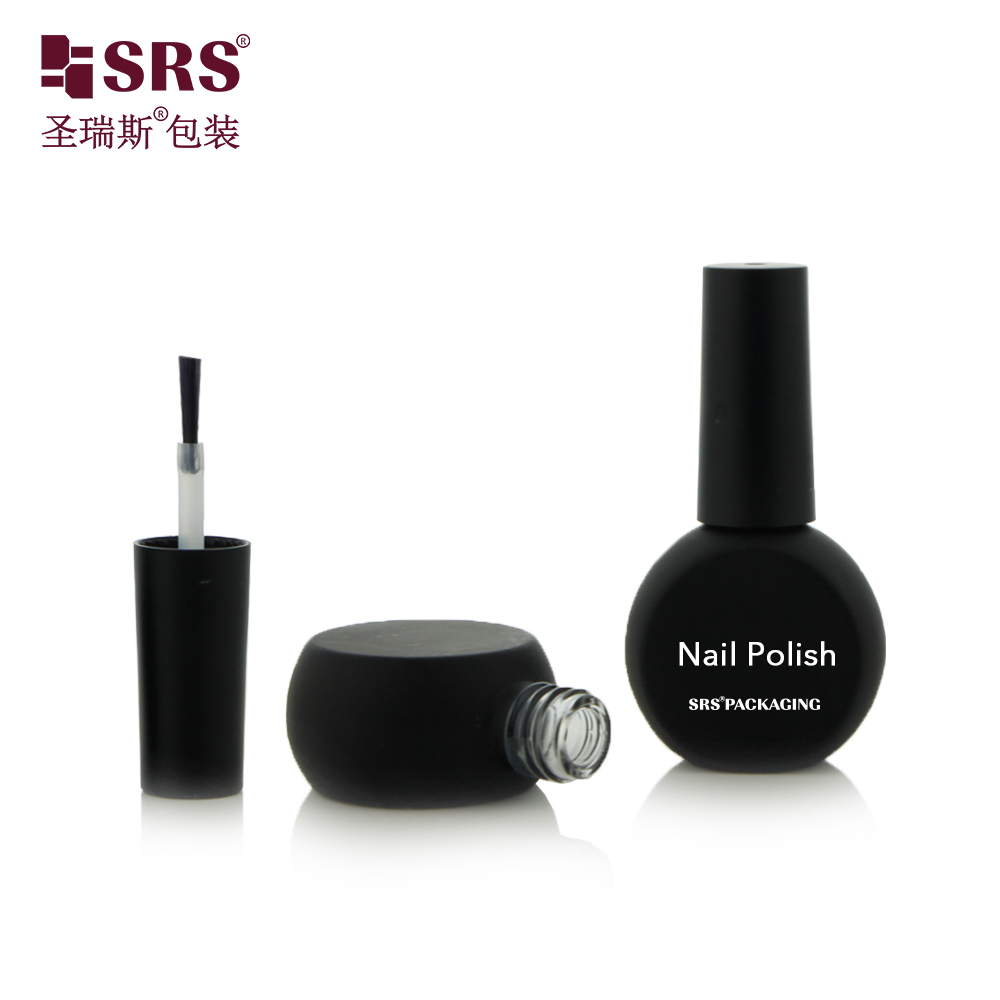 8ml Mini Frosted Paint Black Round Small Size Bottle With Brush Nail Polish Glass Bottles