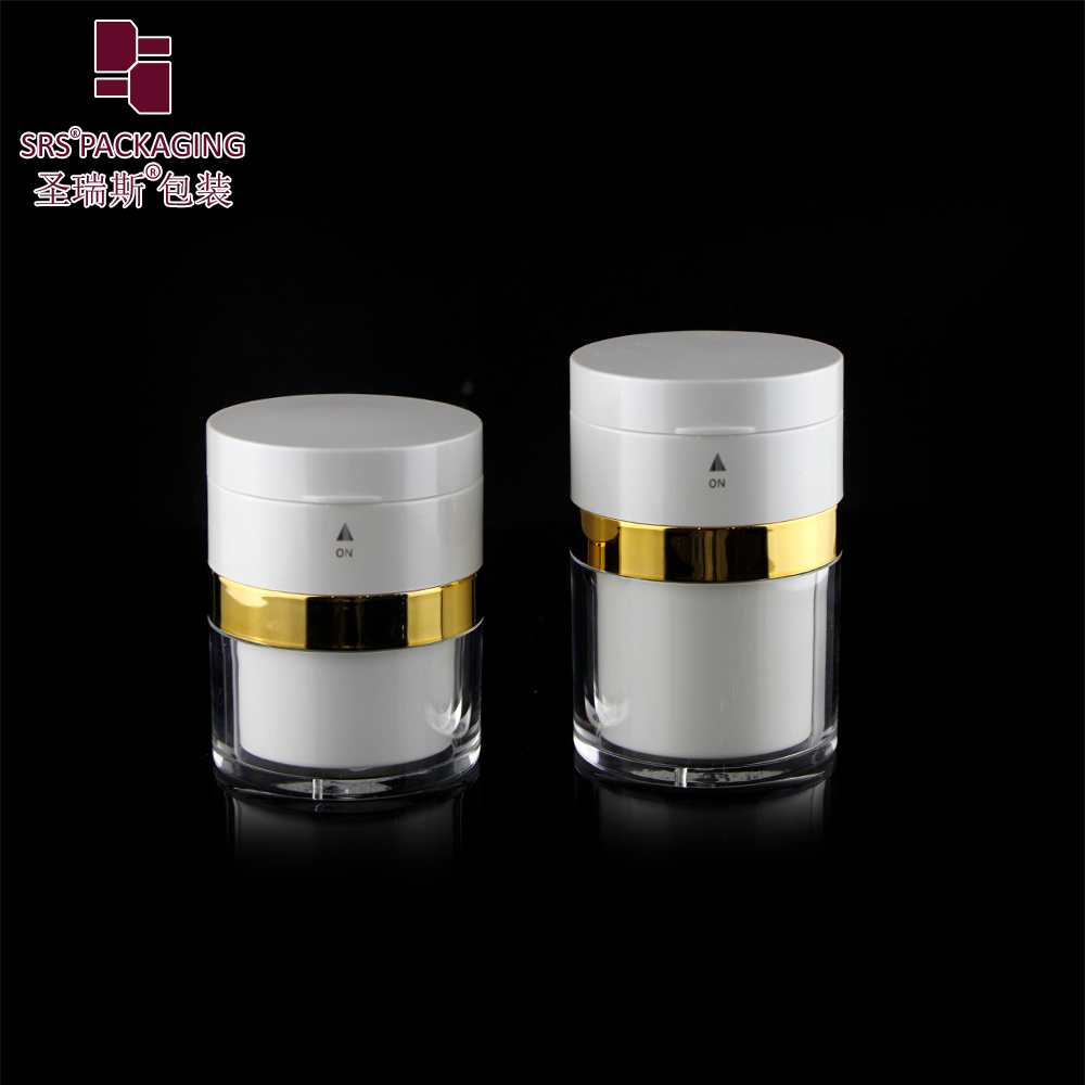 A102 Acrylic luxury black white plastic cosmetic new airless cream jar with mirror