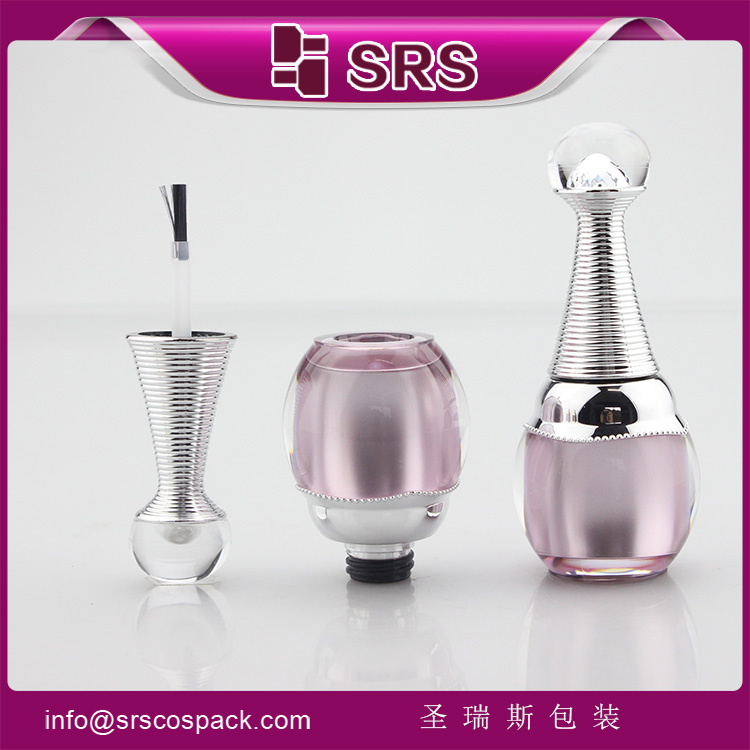 SRS Luxury pink Acrylic Container 8ml Cosmetic nail bottle empty