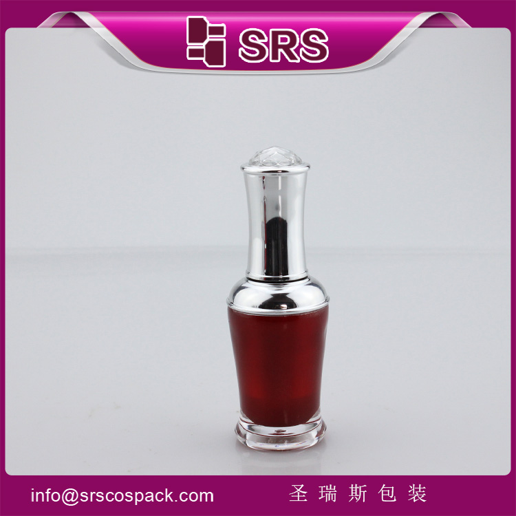 NP008 Acrylic red Double Wall Empty Nail Polish Bottle with Brush