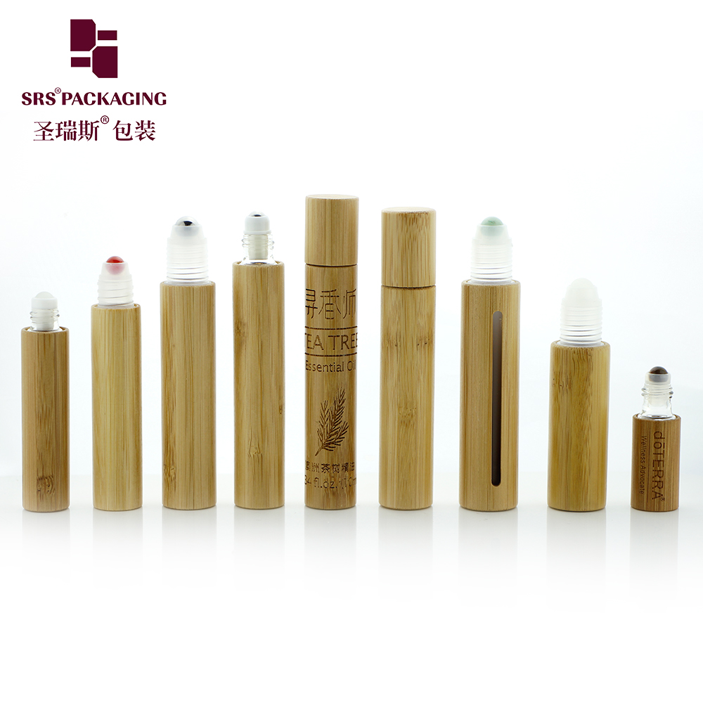 Bamboo Mini 10ml Glass Roll on Bottle Cosmetic Bottle Bamboo Perfume Container