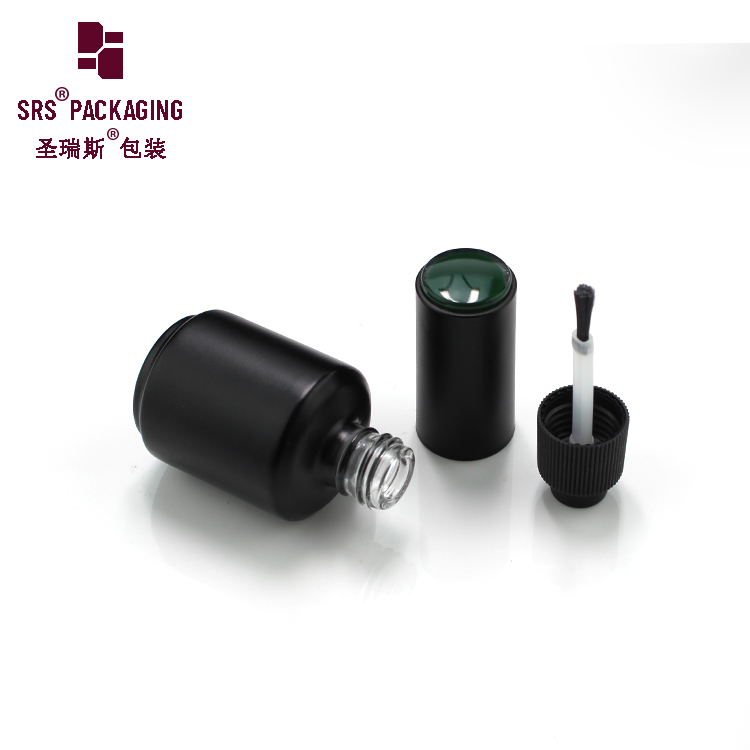 Black Nail Polish Bottle Glass Vial with Brush 15ml Container for Nail Polish Gel