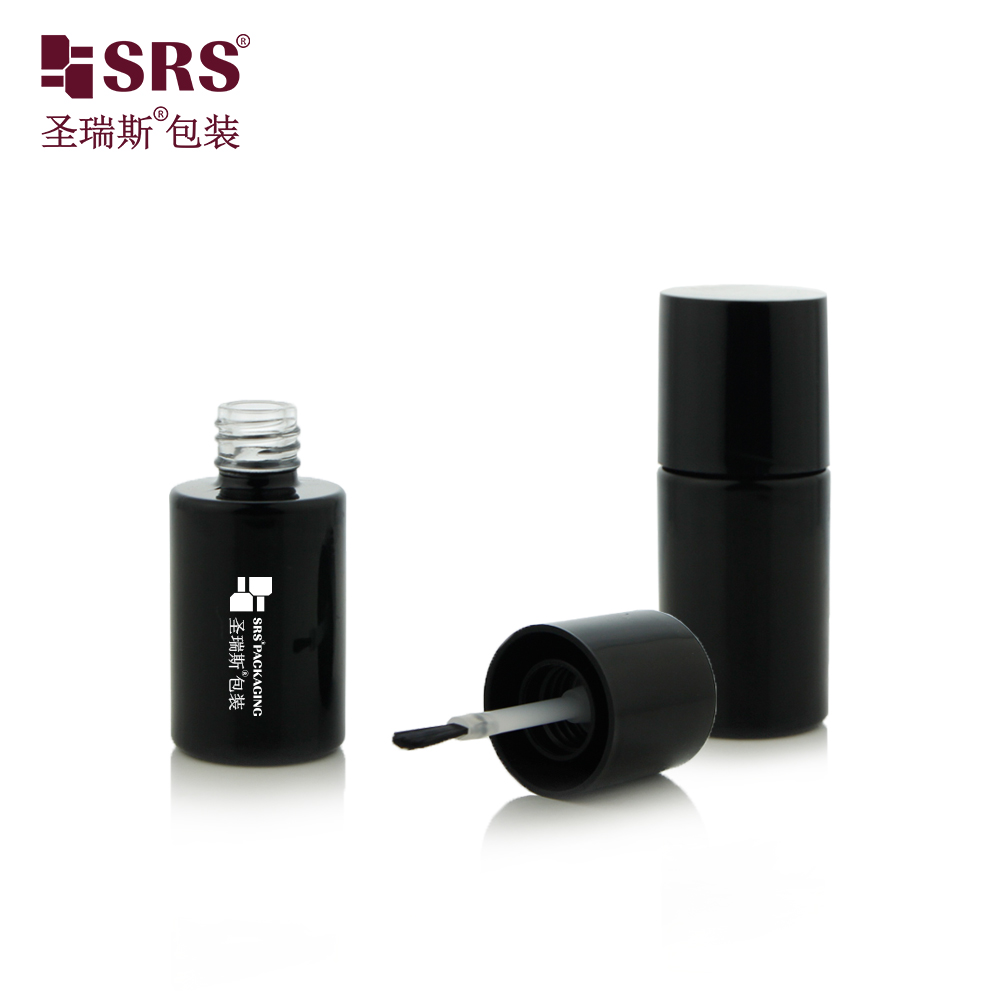 Black color glass container empty nail polish bottle 10ml with brush