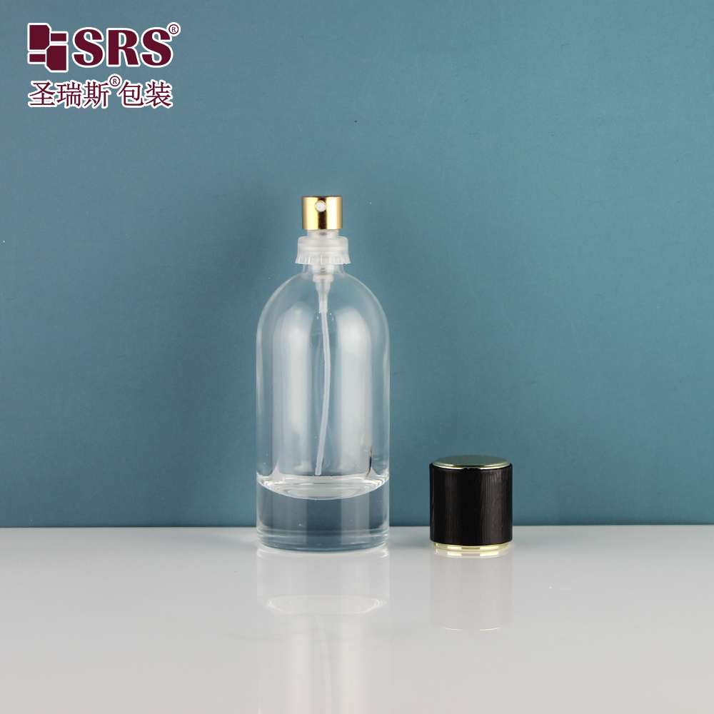 Boston Shape Transparent Perfume Fragrance Empty 50ml Glass Spray Bottle