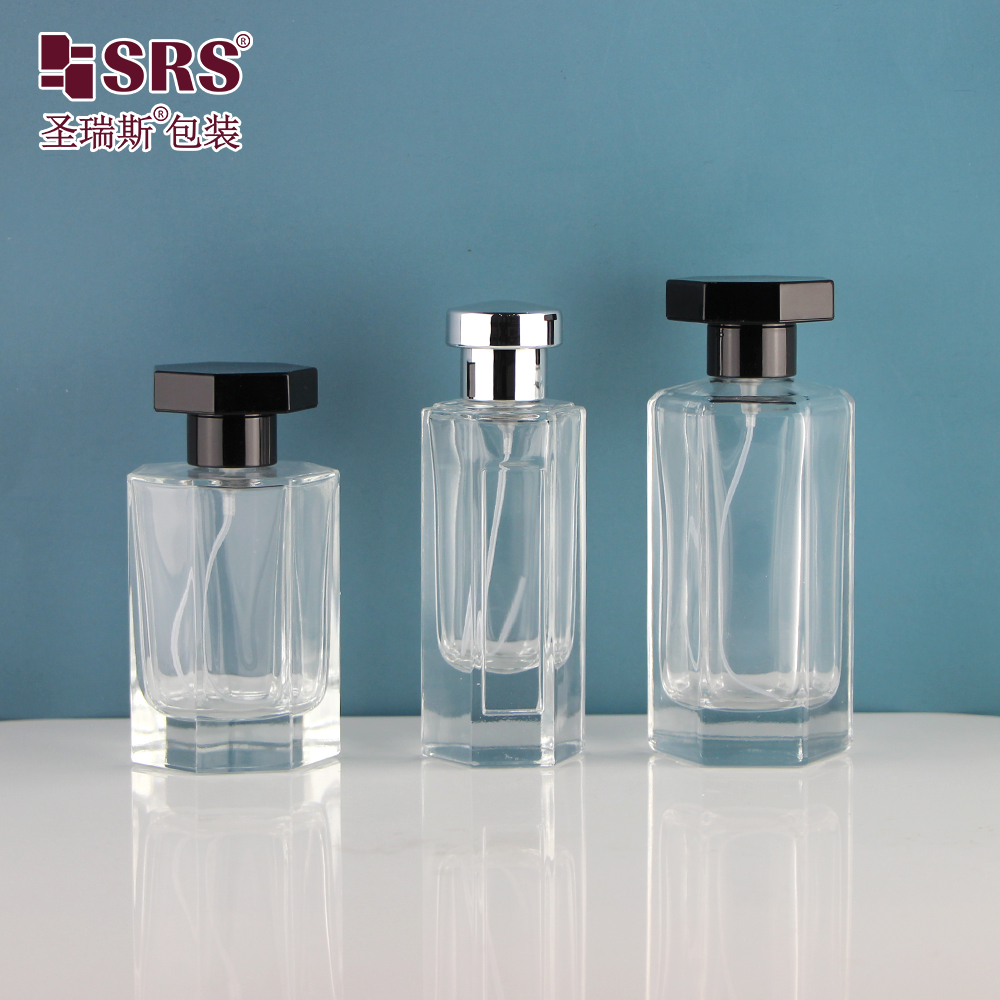 Clear Glass Perfume Bottle with Sprayer Atomizer Perfume Container Luxury Packaging 50ml 45ml