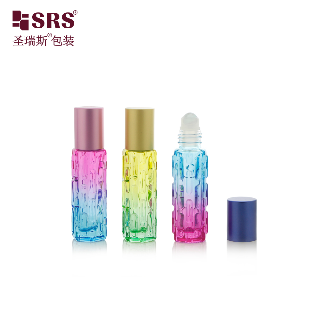 Colorful Essential Oil 10ml Roll on Bottle Cylinder Perfume Glass Bottle 